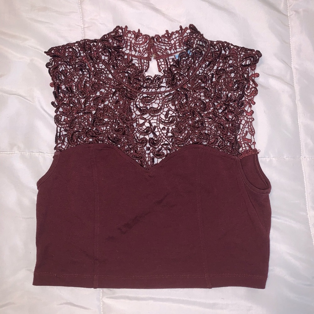 Lace Maroon Crop Top